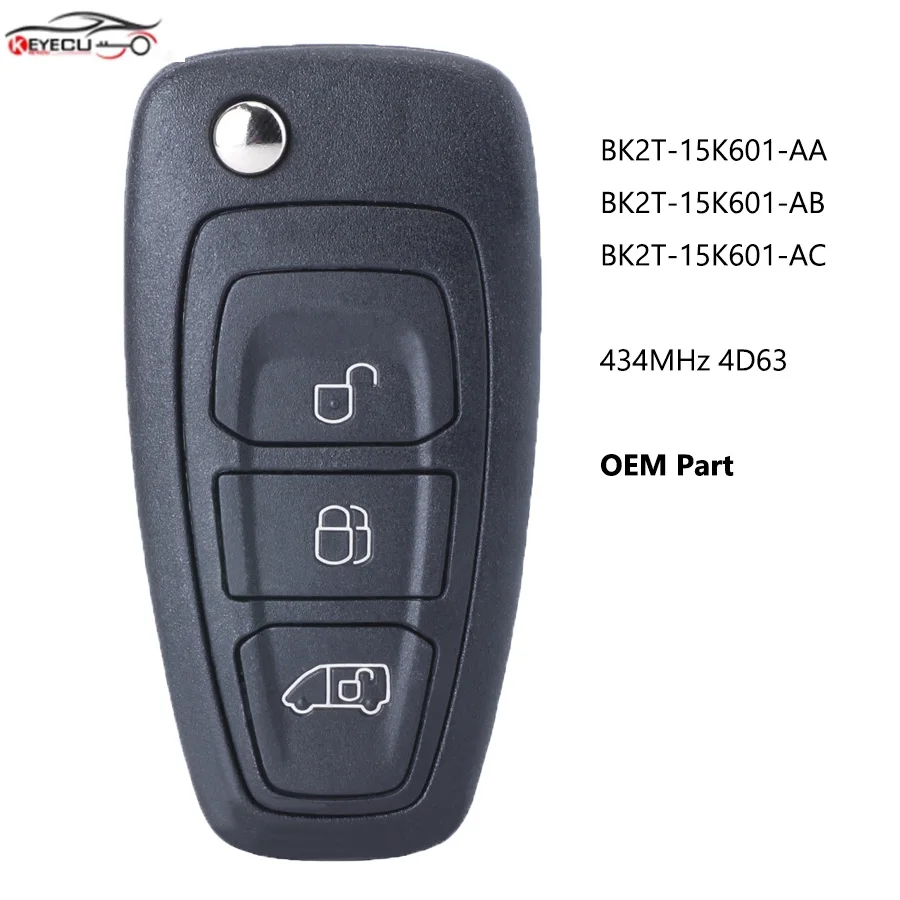 KEYECU OEM дистанционный ключ брелок 434 МГц 63 + чип для Ford Transit /Transit Custom 2014 2015 2016 BK2T 15K601 AA/