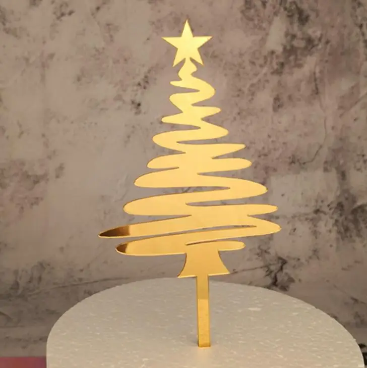 1 шт. милые акриловые фигурки для тортов на Рождество мерцающие веточки звездная