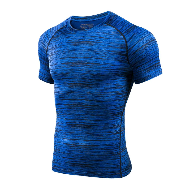 

Professional Quick-dry Sports Men's Tight Fitness Jacket Exercise Training T-shirt High-elastic Absorbing Sweat Collar 07JW462