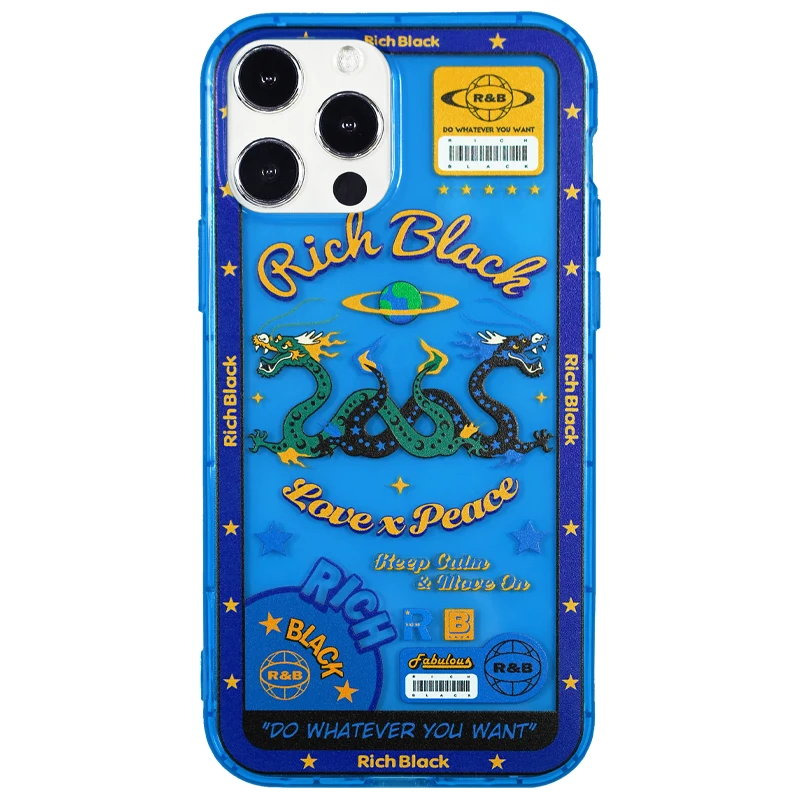 

Mark Lona original design infinite joy dragon fluorescent blue transparent soft shell iPhone 12ProMax