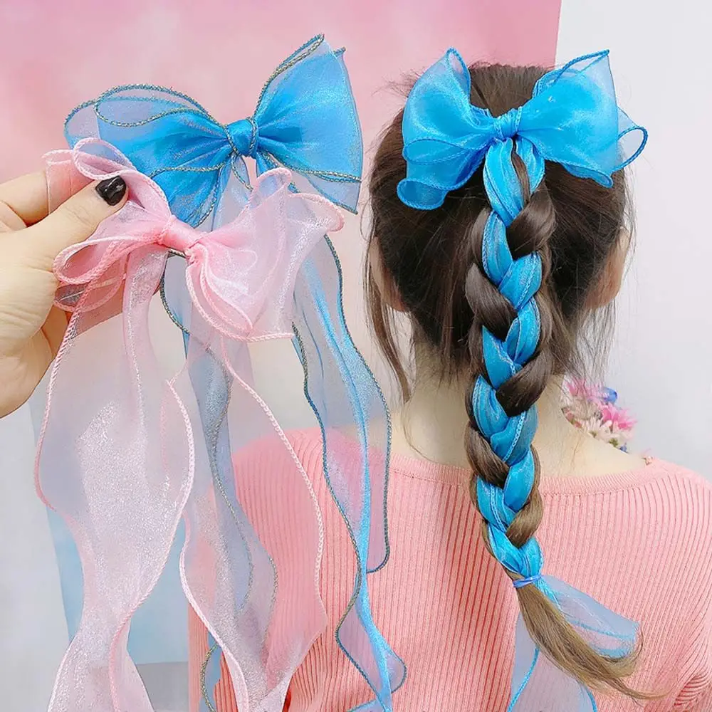 

Cute Women Hair Ornament Headdress Butterfly Knot Long Ribbons Hairband Hair Clip Bowknot Ribbon Bow Hairpins