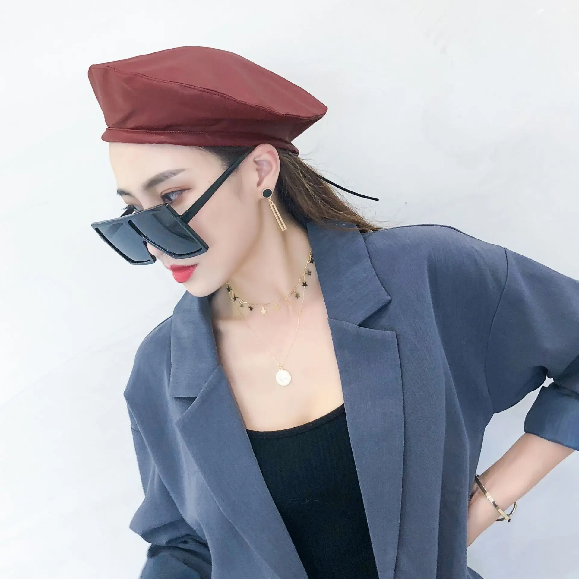 Новая мода Pu кожаный берет шляпа женская зимняя шапка Шапка бини береты девушки