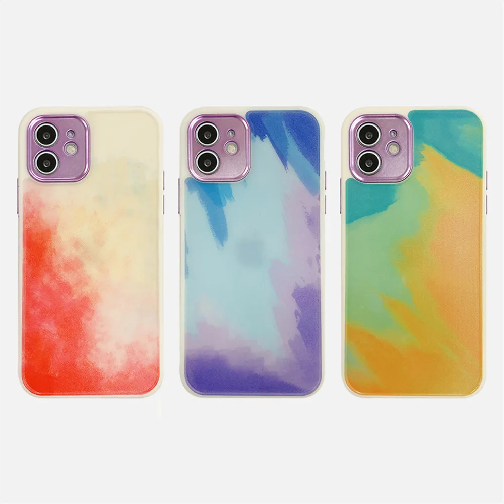 

Oil Painting Watercolor marble Phone Case For iPhone 12 11 Pro Max X XR XS 7 8 Plus SE2 Frosting Soft Protective silicone case