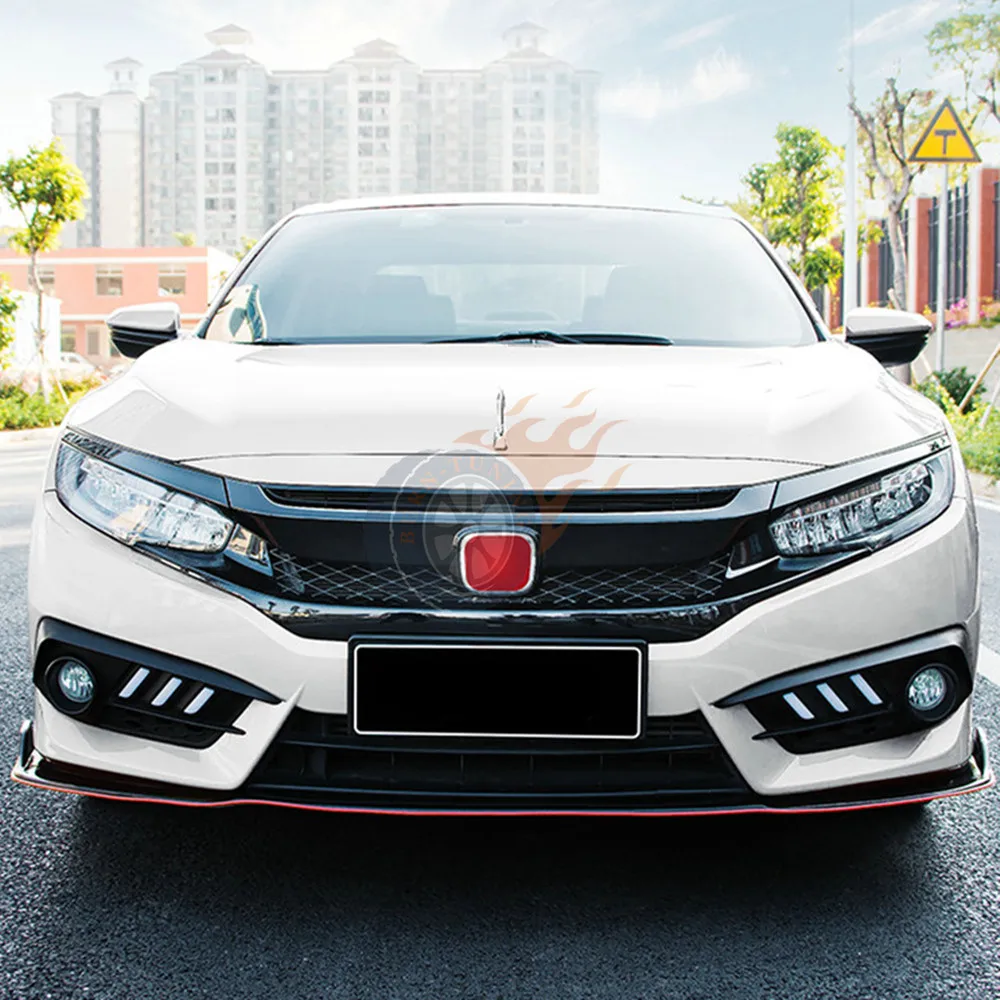Глянцевая черная ячеистая сетка R Тип Гриль для Honda Civic 10th Gen- передний бампер ABS гоночные решетки запчасти для автомобилей