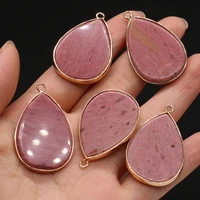 natural stone semi precious stones drop shaped red wood grainq stone pendant diy necklace bracelet making jewelry size 26x40mm