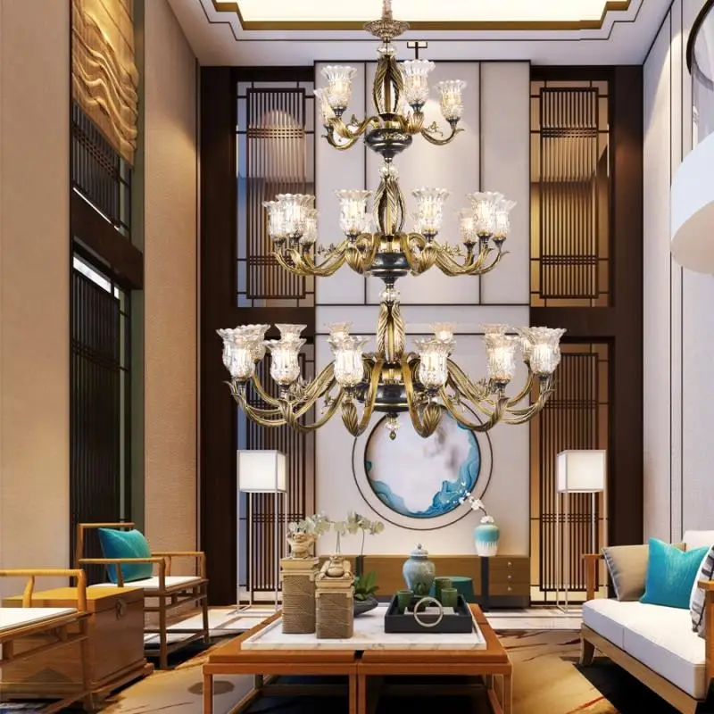 Роскошный чехол портмоне в ретро стиле Черный бронзовая люстра освещение Nordic