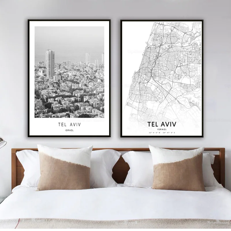 Плакат для фотосъемки с изображением города в Тель-Авив настенная Картина на