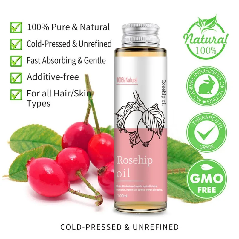 100 мл Масло розового бедра массажер тела сывороточная эссенция чистый