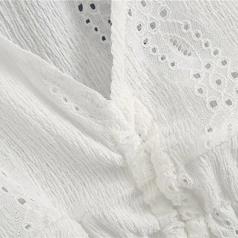 Женская кружевная блузка с оборками za белая Повседневная Блузка коротким