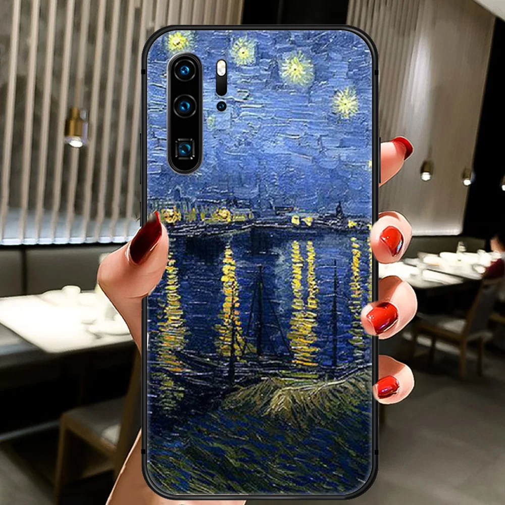 

Van Oils Gogh Art Phone Case Cover Hull For Huawei P8 P9 P10 P20 P30 P40 Lite Pro Plus Smart Z 2019 black Waterproof Trend Coque