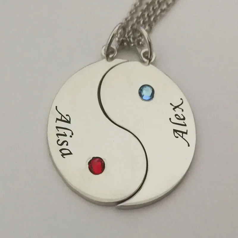 Парные пара ожерелье Пользовательское имя ожерелья из камня по дате рождения