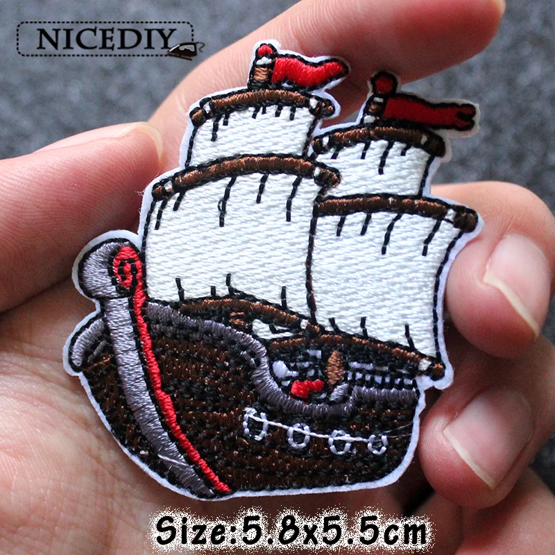 Крутые нашивки Nicediy с изображением пиратского корабля для одежды Карты Сокровищ