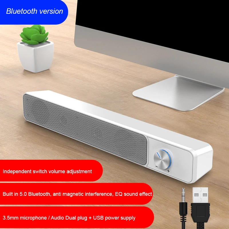 

TV Sound Bar Alarm Clock AUX USB Wired Wireless Bluetooth Speaker Home Theater Surround SoundBar For Laptop PC Theater TV
