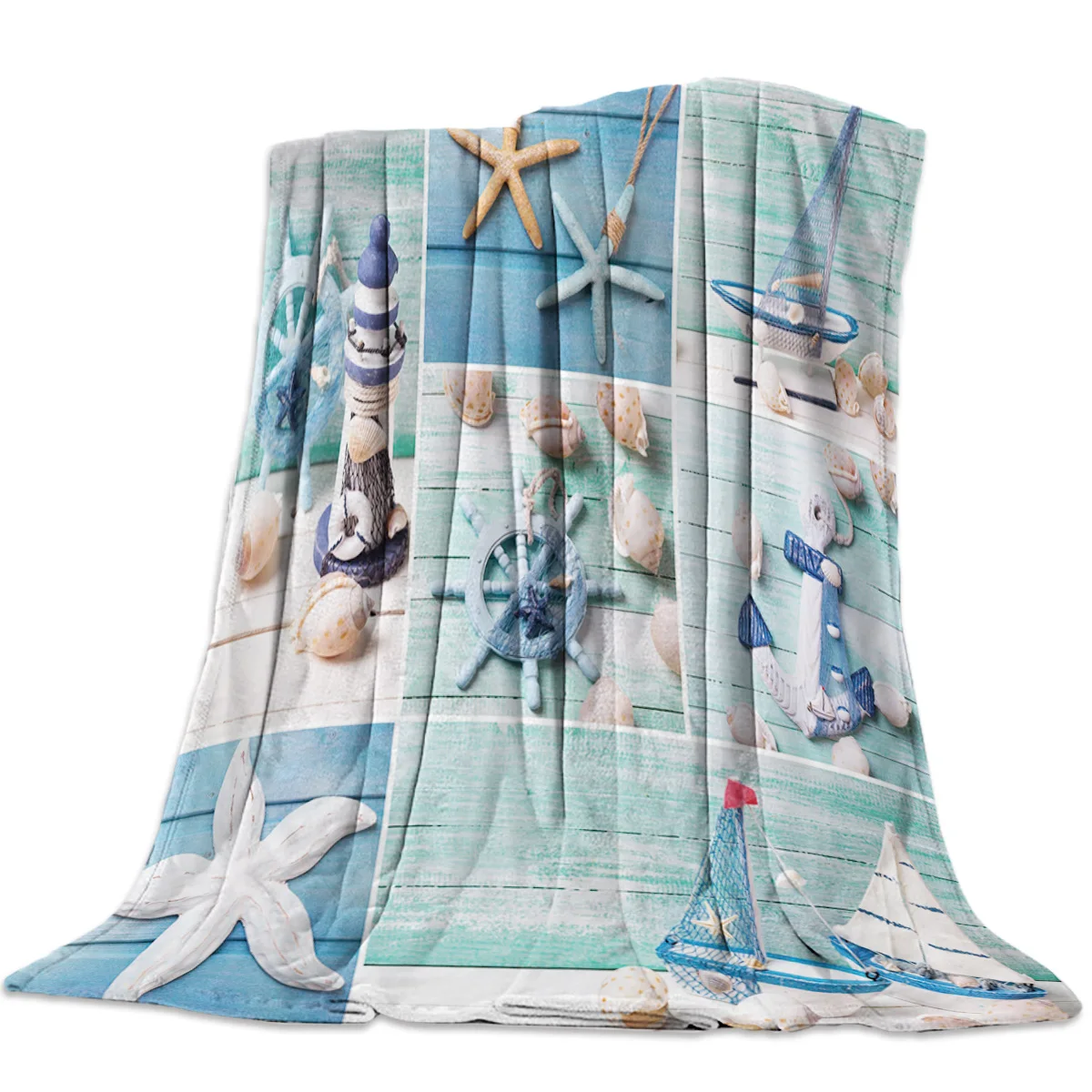 Маяк в средиземноморском стиле Морская звезда якорь покрывало одеяла покрывала
