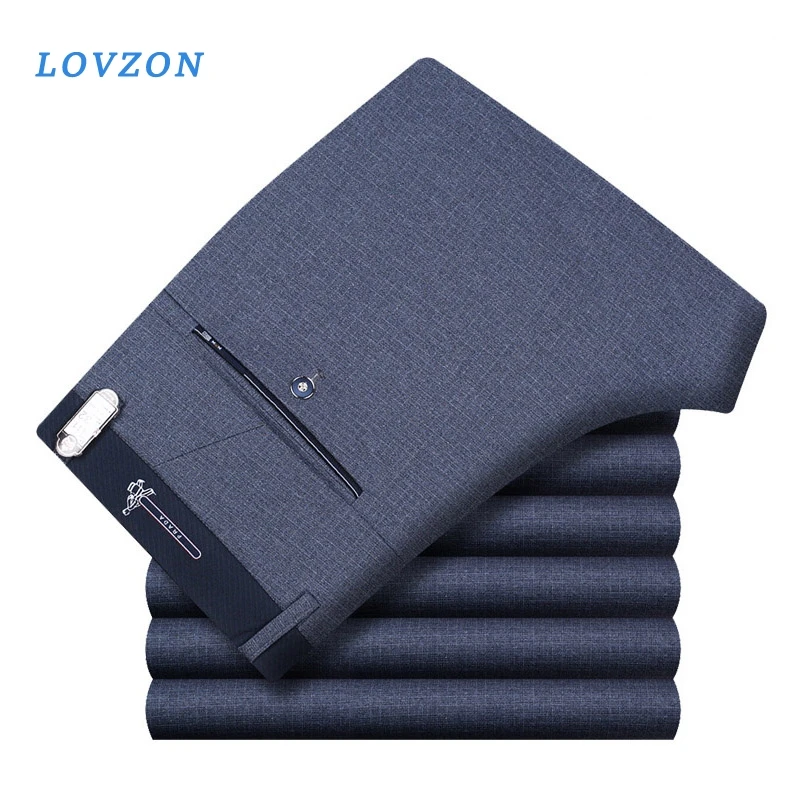 

LOVZON Mens Suit Pants Autumn Men Dress Pants Straight Business Office Mens Formal Pants Big Size Classic Trousers Male