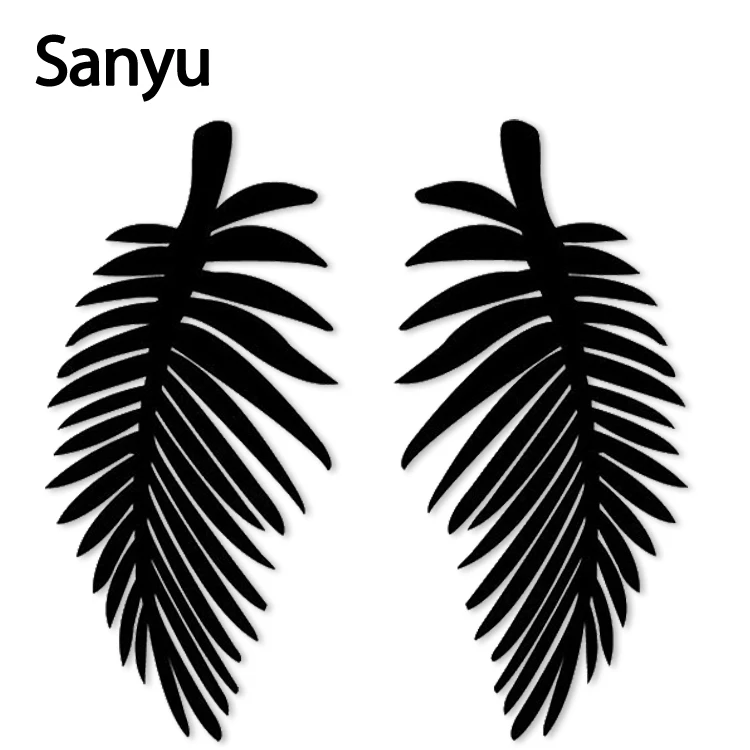 Женские акриловые серьги подвески с черными листьями сережки унисекс в стиле
