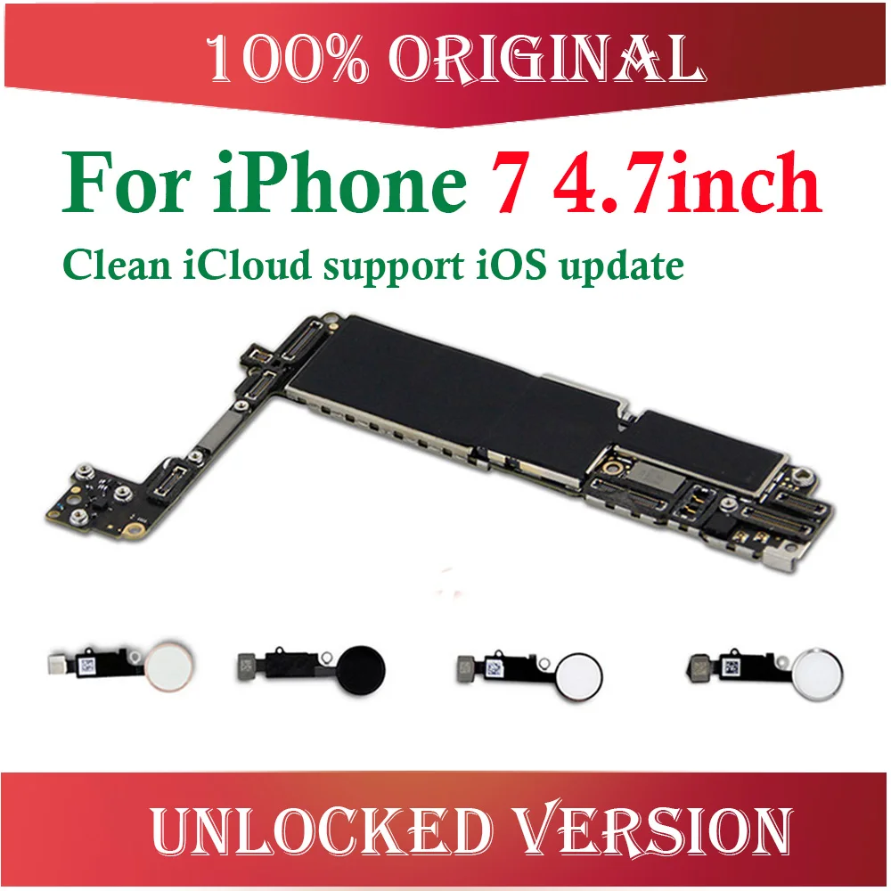 Оригинальная разблокированная материнская плата для iphone 7 без/с сенсорным ID для iphone 7, материнская плата с IOS функцией отпечатков пальцев