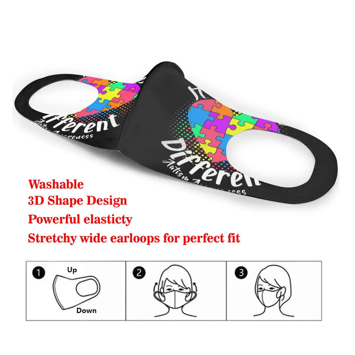 

Dust Mask It's Ok To Be Different Autism Awareness Mouth Face Cover Respirator for Adult Kid Washable Reusable Anti Pollution
