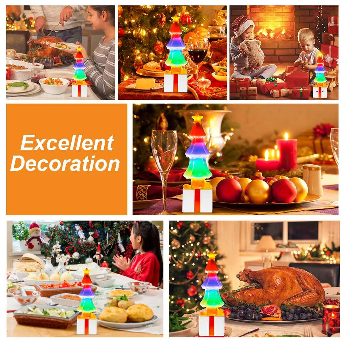 

Colorful Christmas Tree Night Light Creative LED Lamp Decoration 2835 Crystal Salt Night Lights Gift for New Year Holiday