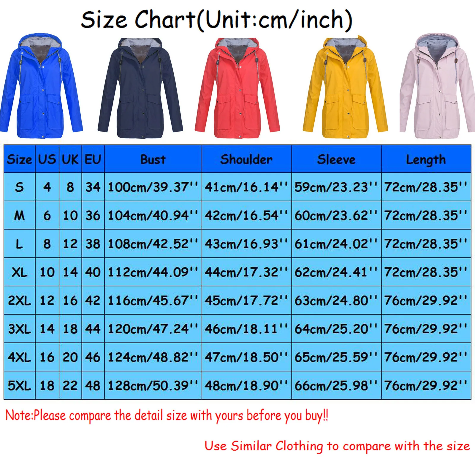 

Fashion Women Solid Colors Long Sleeve Rain Outdoor Windbreaker Zipper Hooded Raincoat Windproof Jacket Coat Outwear Casaco#G3