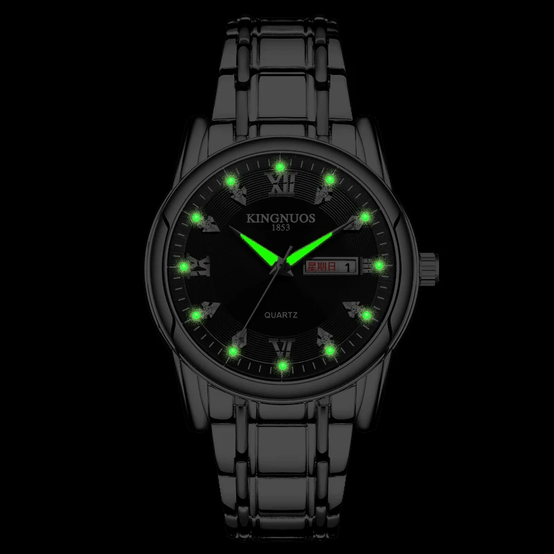 Роскошные мужские часы из вольфрамовой стали трендовые золотые с римскими