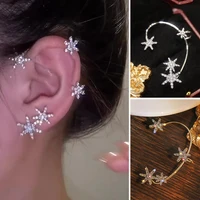 1pc korean design fashion jewelry exquisite zircon exaggerated snowflake ear bone clip female earring