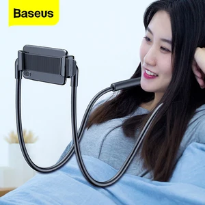 baseus flexible lazy neck phone holder stand for iphone samsung xiaomi tablet cell phone desk mount bracket mobile phone holder free global shipping