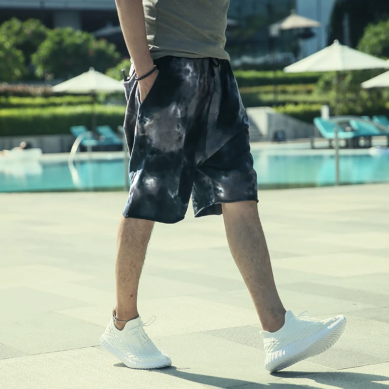 Окрашенные брюки для мужчин штаны здоровья свободные шорты отдыха летние модные