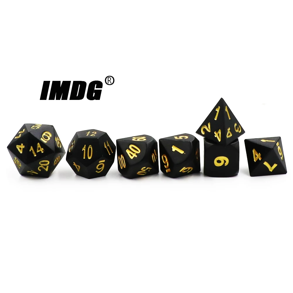IMDG 7 шт./компл. креативные игровые кубики RPG многогранные металлические DND черного