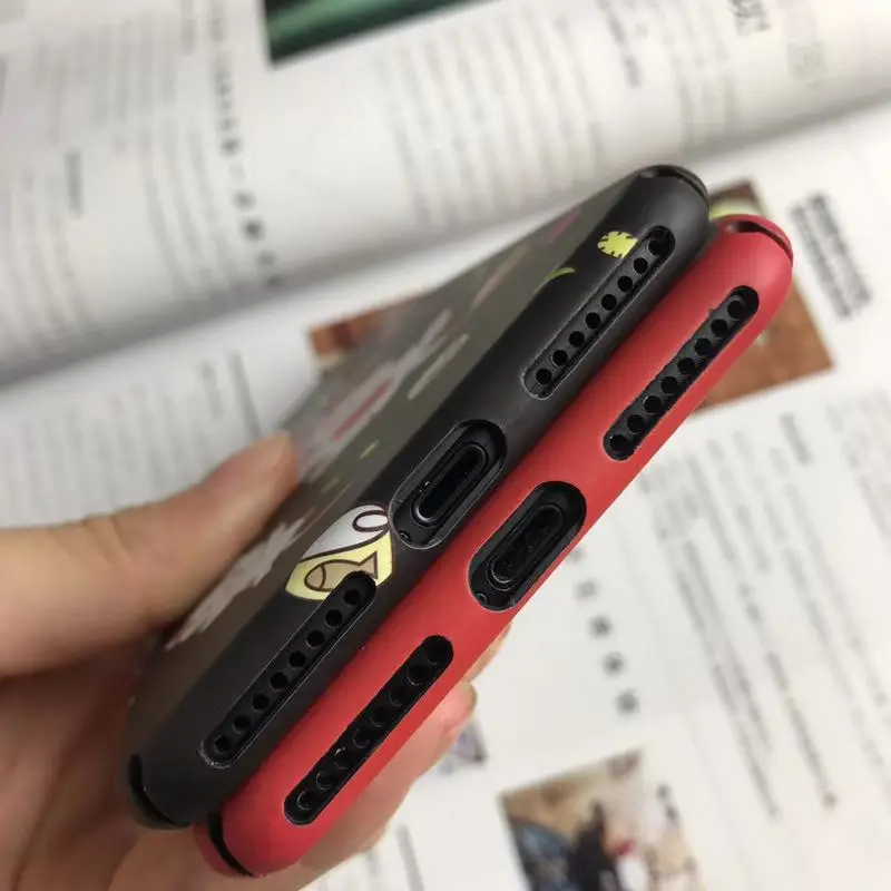 Cute Cartoon Cat Milk Lovely Lucky Black Red Case Hard plastic Cover Funda Coque For iPhone 8 7 plus X XR XS Max Bag |