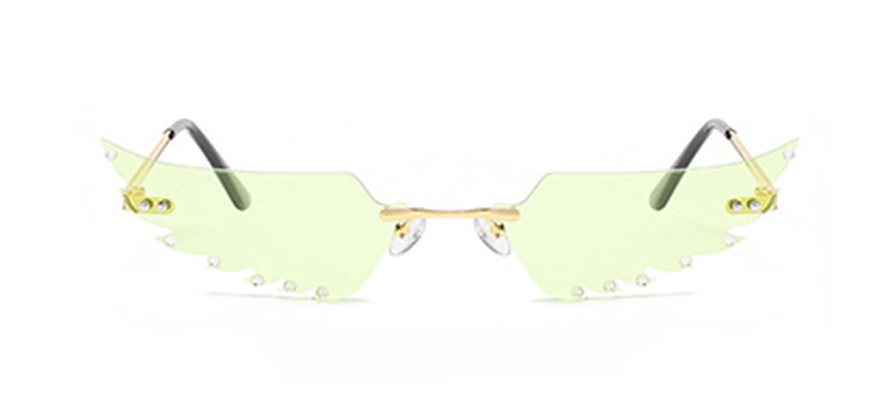 

2021 New Personality Sunglasses Ladies Rimless Feather Men Lightweight Without Nose Pressure Frame Trend Design Glasses