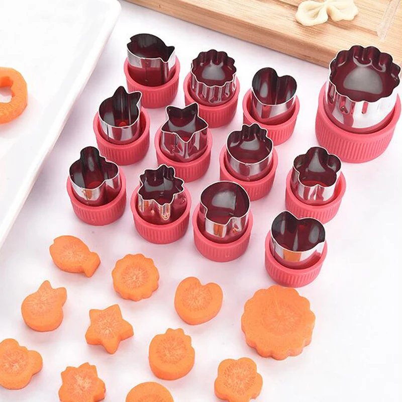 

12Pcs Cookie Cutter Cake Mold Vegetable Cut Flower Mould Biscuit Fondant DIY Cake Kitchen Cooking Baking Tools Cake Cookie Molds