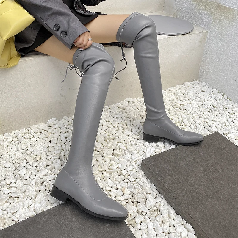 

MORAZORA 2020 New arrival over the knee boots low heel square toe comfortable ladies shoes winter solid color women boots