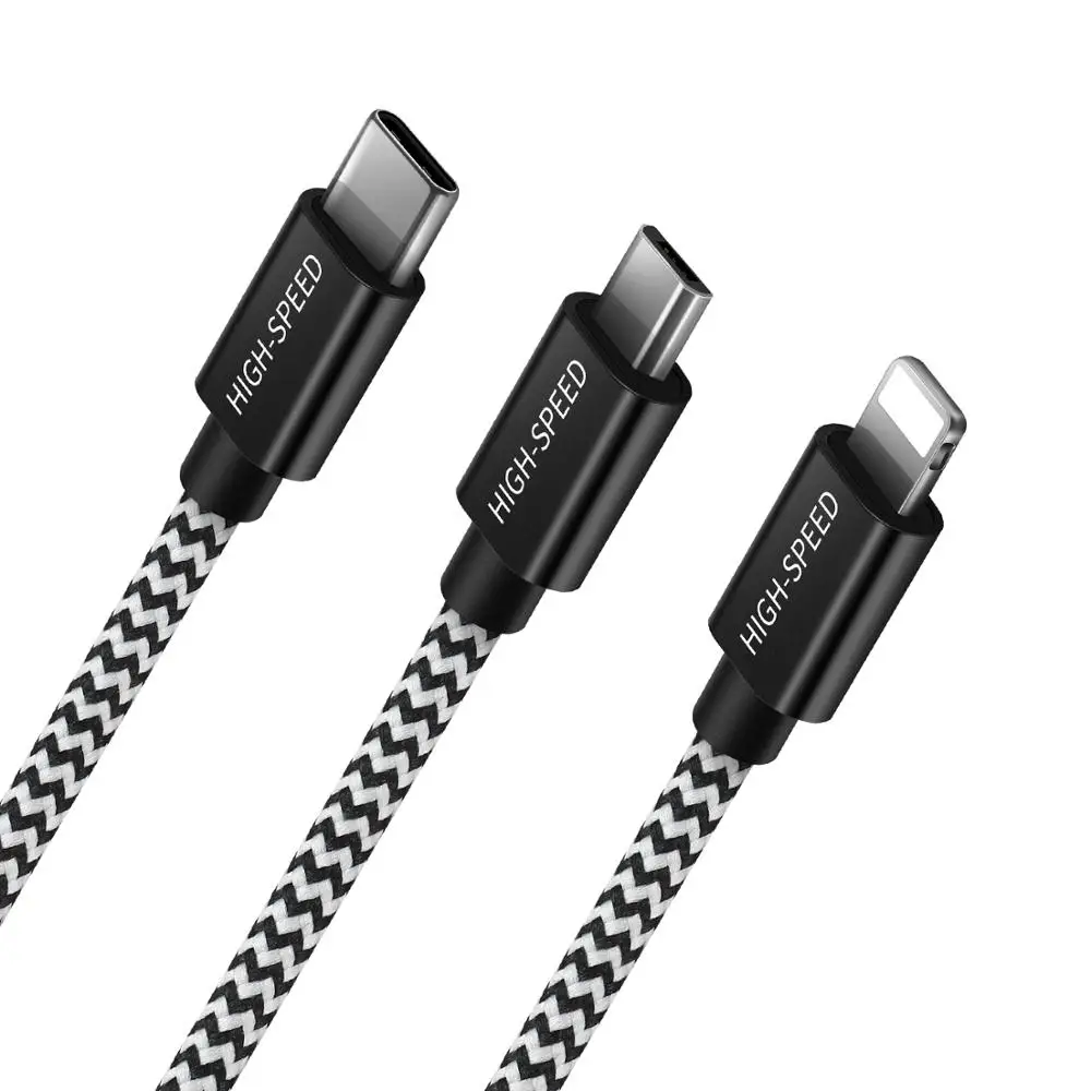 3 в 1 USB-кабель для iPhone Xs 8 7 Micro USB кабель Huawei P40 Type C Xiaomi Redmi K30 6A 7A Note Pro Кабель |