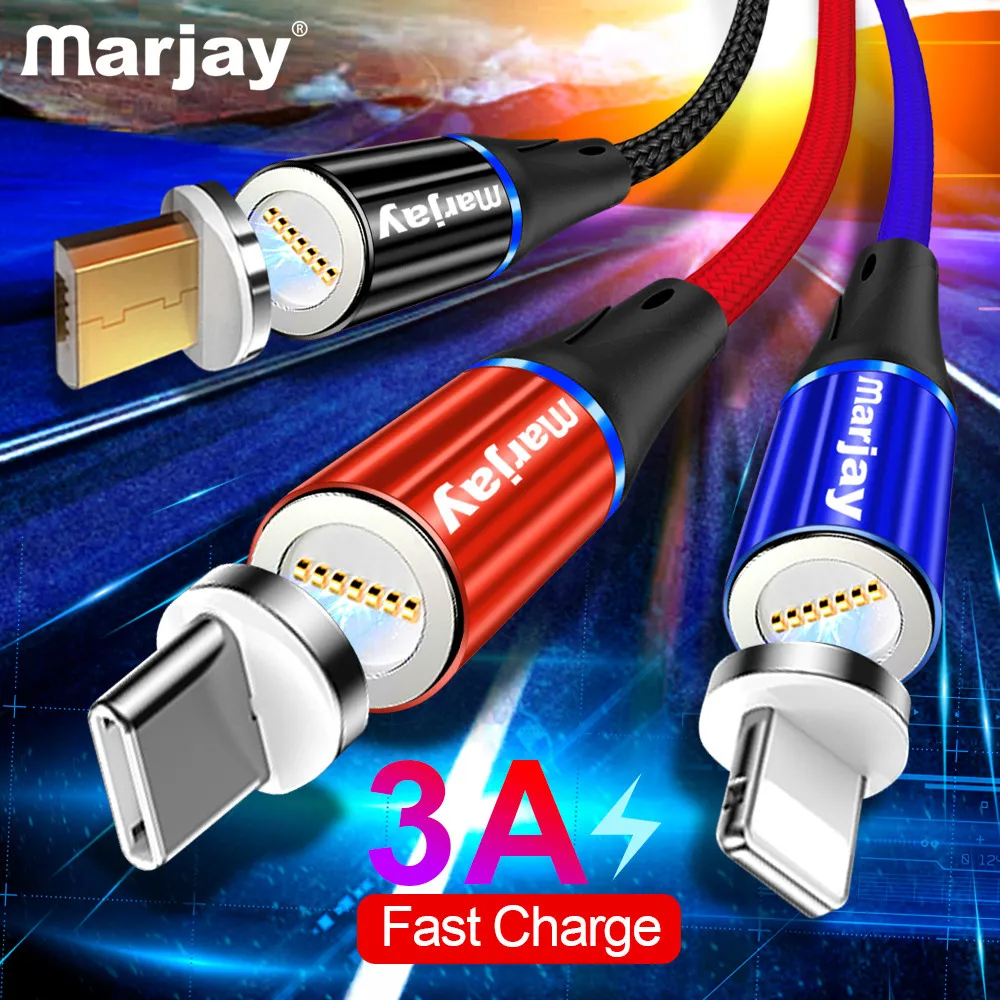 Магнитный кабель Micro usb Type C Marjay адаптер для быстрой зарядки телефона магнитное