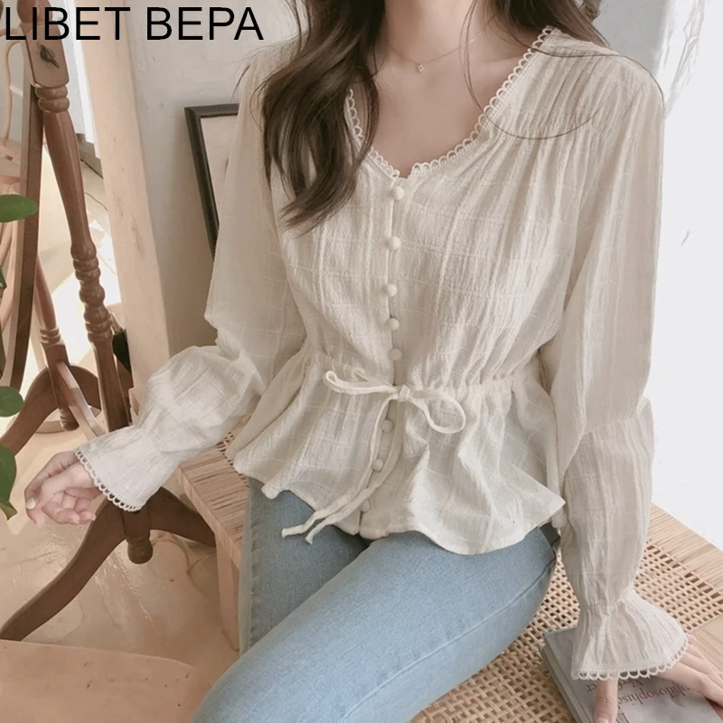 Новинка 2021 женская блузка на осень и весну повседневная Милая Модная рубашка с