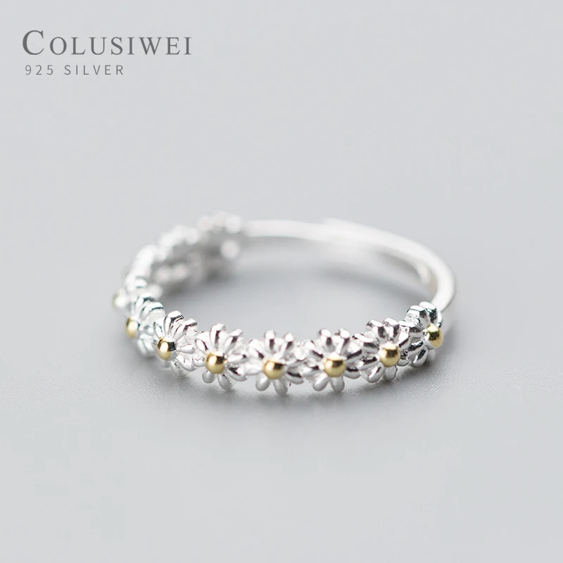 Регулируемые кольца для женщин Colusiwei серебро 925 пробы цвет золото цветок