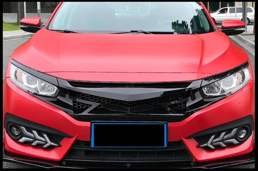 Глянцевый черный сотовый сетчатый гриль в стиле битвы для Honda Civic 10th Gen- передний бампер ABS гоночные решетки запчасти для автомобилей аксессуары