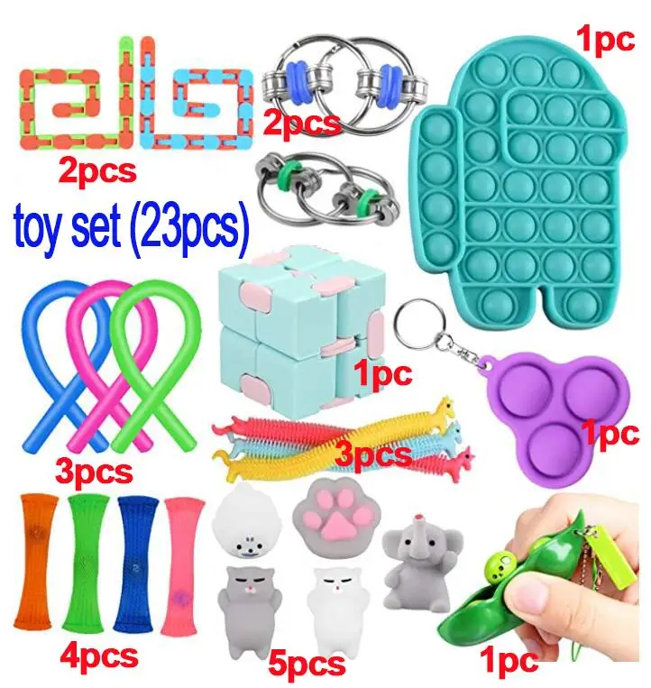 

2021 New Funny Combination 50 Pieces Extrusive-Solving Fidget Kids Toys Amazon Hot Selling Various Styles Toy Set Wholesale