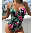 Сексуальные цельные большие купальники с цветочным рисунком, закрытые женские купальники, купальный костюм для бассейна, пляжный женский купальный костюм