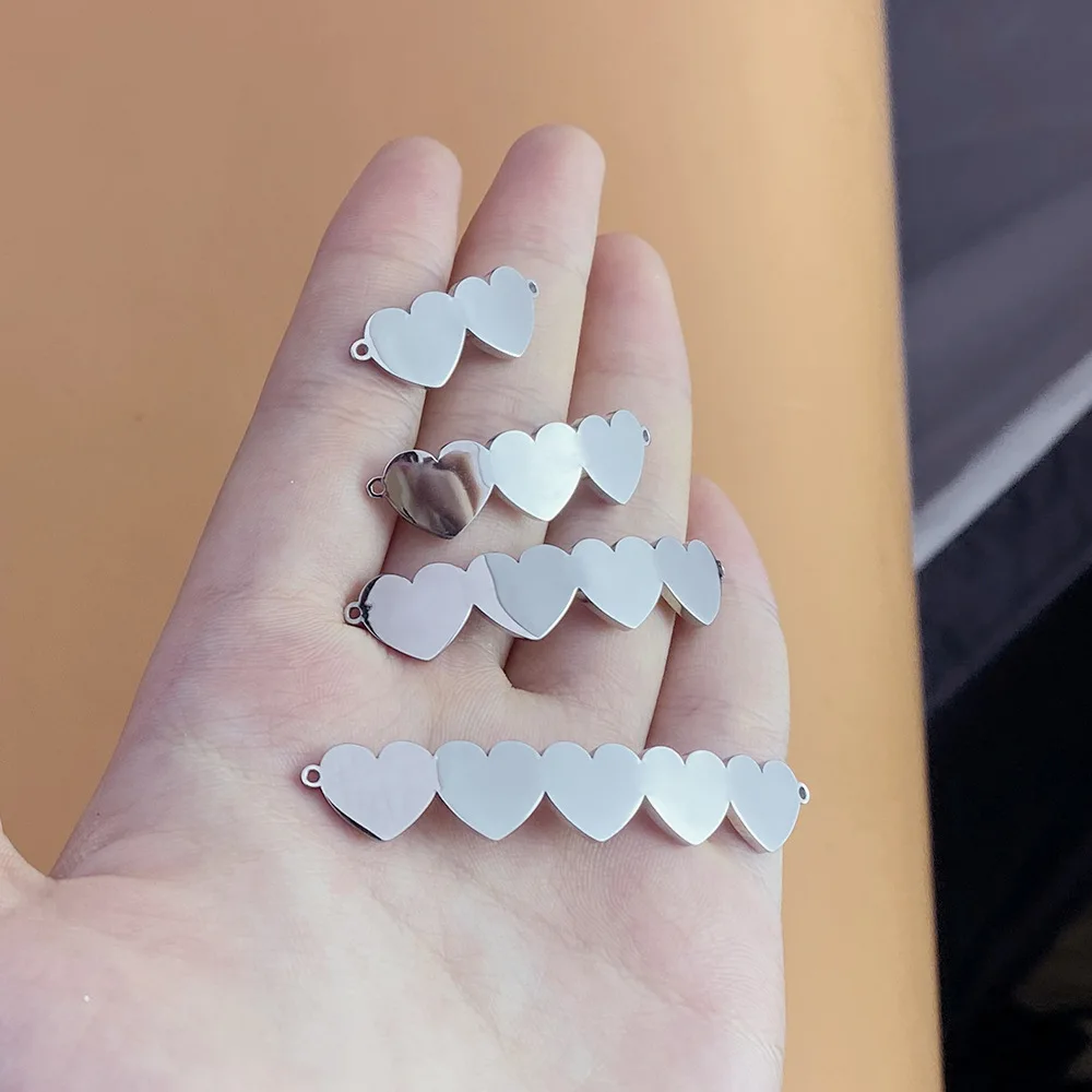 

Designer Spliced Hearts Charms for Bracelet Accessories Stainless Steel Jewlery Making Supplies