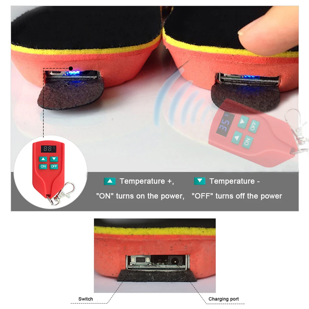 Стельки с подогревом для обуви теплые стельки аккумулятором и зарядкой 2000 мАч