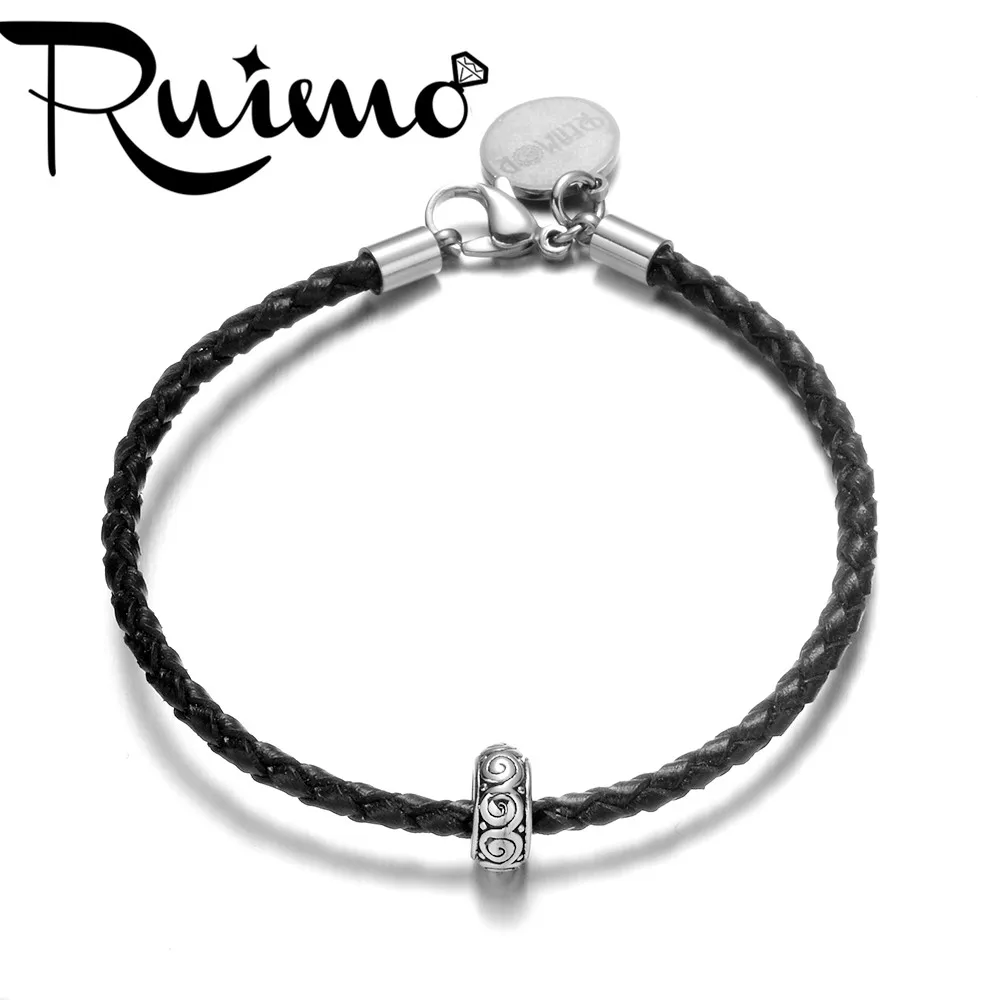 Круглые Металлические бусины RUIMO из нержавеющей стали Античные Серебристые 5 мм