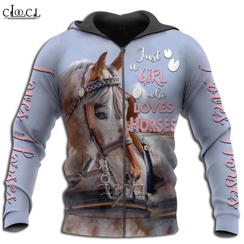 

CLOOCL Animal Beautiful Horse 3D Printed Men Women Zip Hoodie Harajuku Fashion Autumn Hoodies Unisex Casual Hooded Sportswear