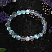moonstone beads bracelet for women elastic bijoux femme friendship gift blue shining stone jewelry 8mm dropshipping 2021 new