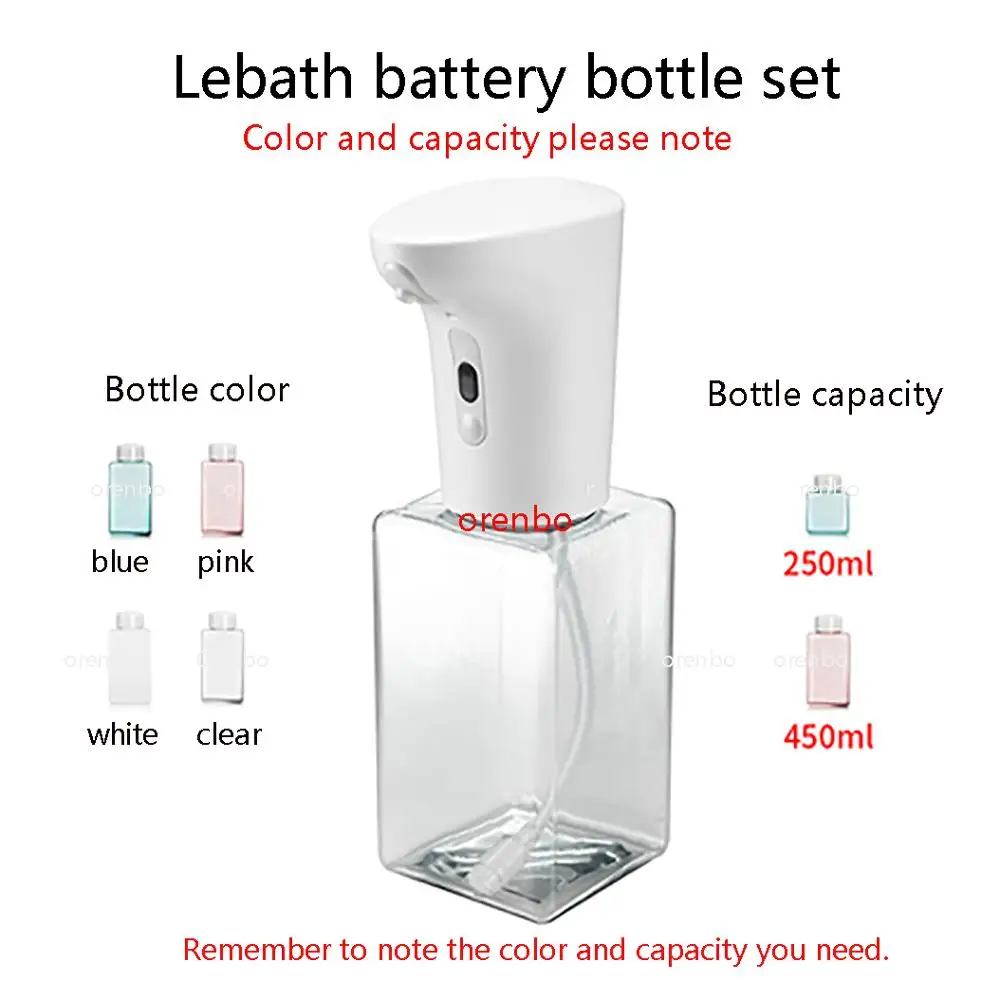 customize Xiaom эко-система бренд Lebath Авто индукционный пенопласт мыло диспенсер ручная шайба портативная бутылка для мыла AA батарея 250/450 мл емкость - Цвет: customize