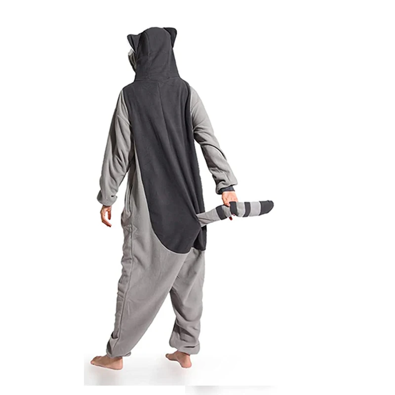 кигуруми для взрослого Новые с мехом енота пижамы флис женщин животных