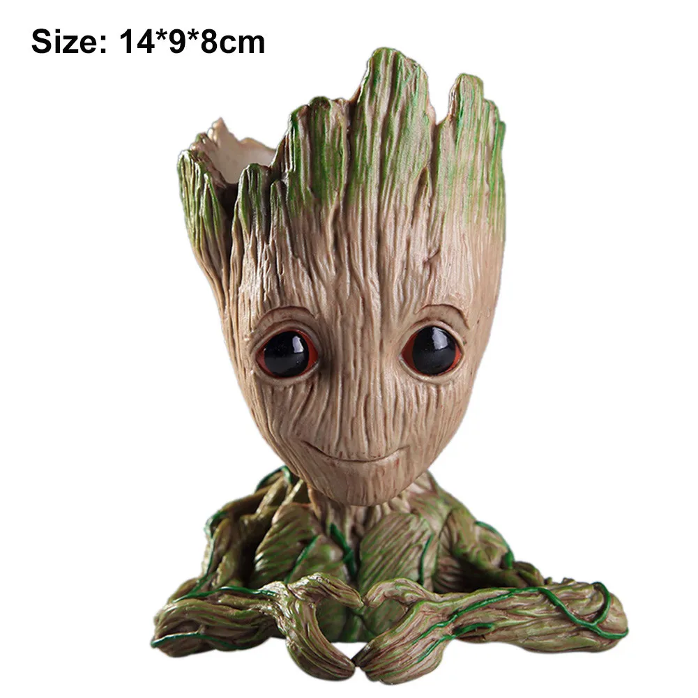 02 Flower Pot Creative Home Baby Groot Flowerpot Cute Toy Pen Pot Holder PVC Hero Model Baby Tree Man Garden Plant Pot Groot - Цвет: 02
