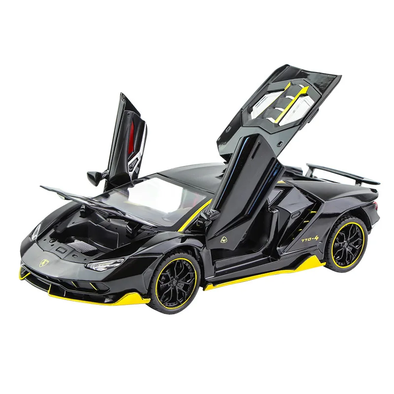 

1:24 LP770-4 Toy Vehicles Model Alloy Pull Back Children Toys Genuine License Collection Gift racing bik Acousto-Optic Car Kids