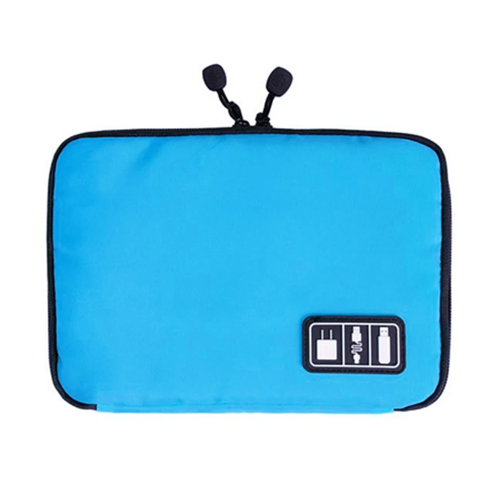 

Portable Earphone Cable Organizer Large Capacity Digital Accessories Storage Bag USB Flash Drives Case - Blue